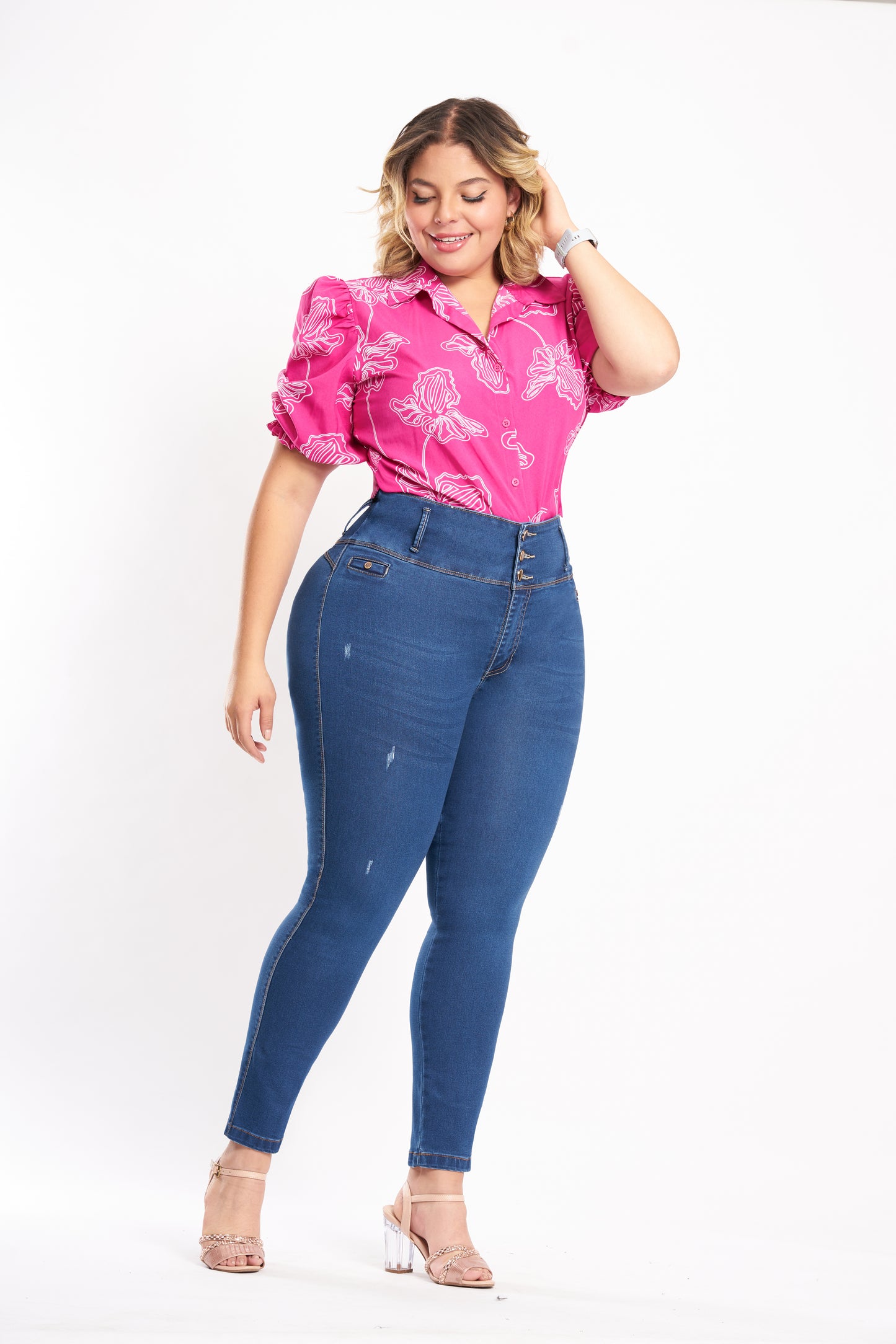 Jean Levanta Cola Con Faja Plus Size